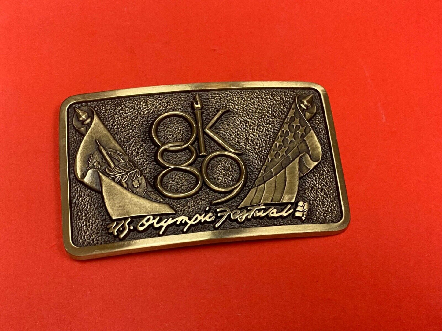 1989 Olympics Festival Commemorative Solid Brass Belt Buckle By Mwt