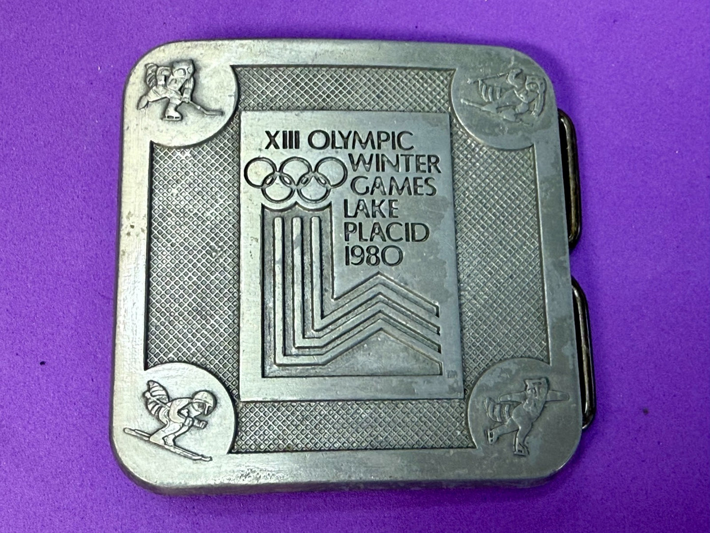 The Olympic Winter Games Lake Placid 1988 Commemorative Silver Color Belt Buckle