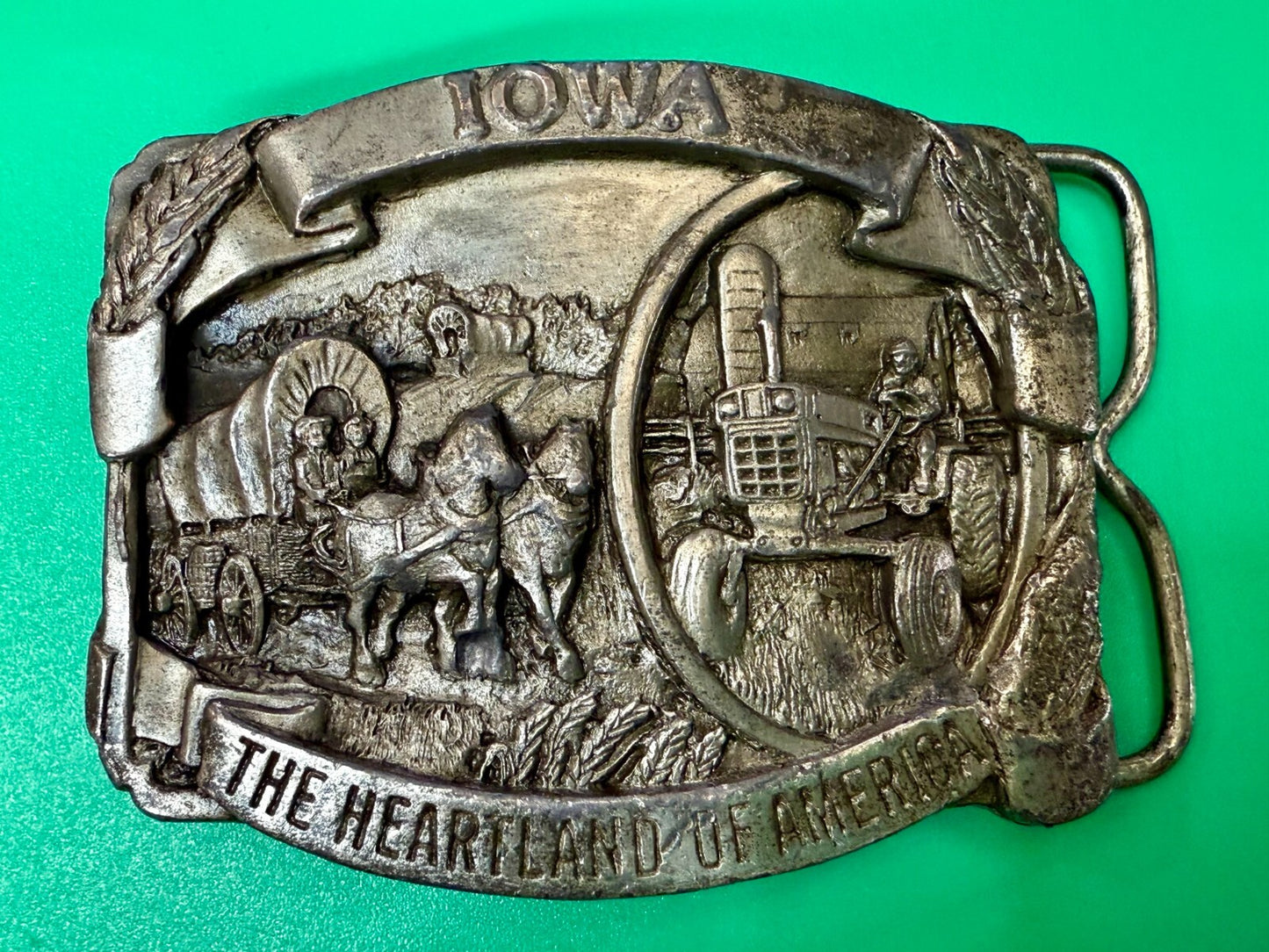 The Great State of Iowa The Heartland of America Vintage Siskiyou Belt Buckle