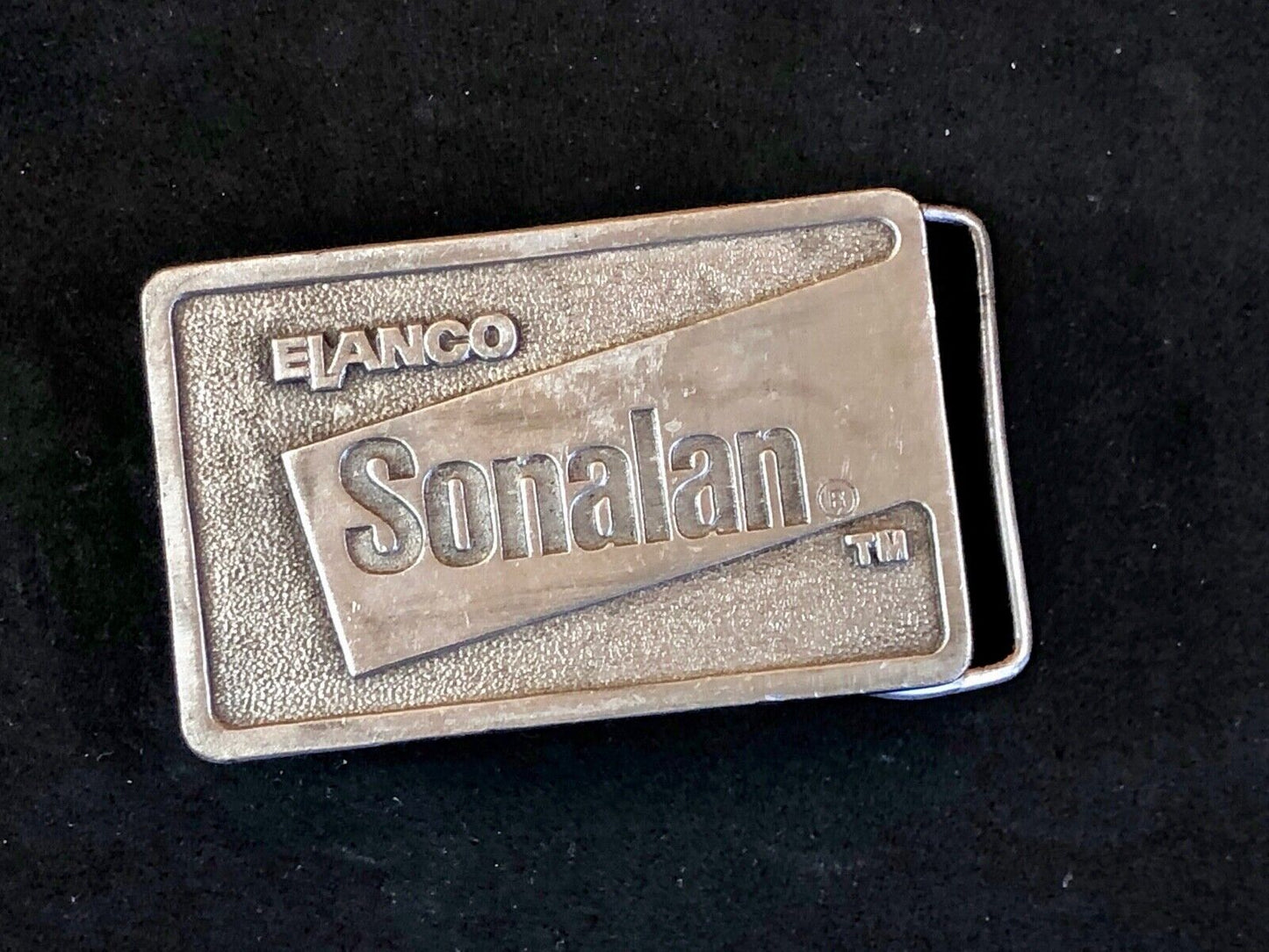 vintage Elanco Sonalan belt buckle - in appreciation for your support farmers