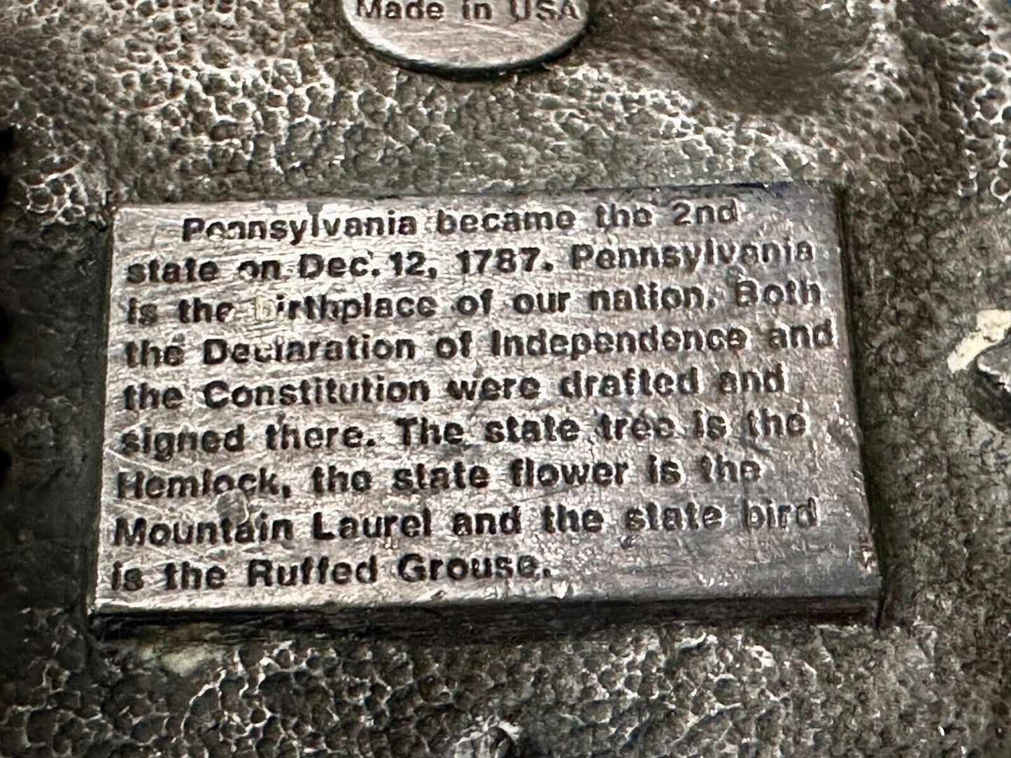 The State of Pennsylvania Virtue Liberty Independence 1982 Siskiyou Belt Buckle