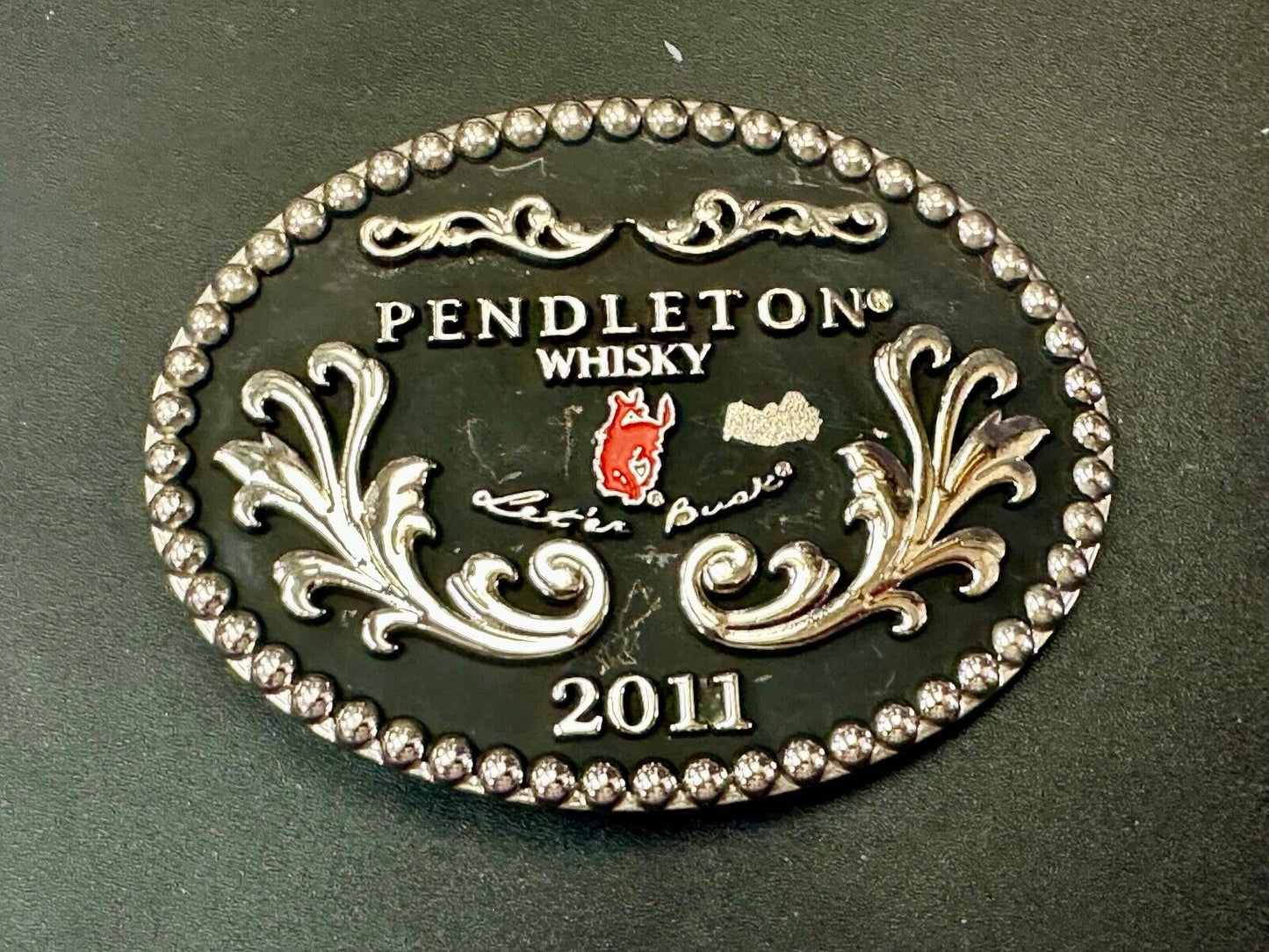 2011 Pendleton Whiskey Let'er Rodeo Cowboy Montana Silversmiths Buck Buckle