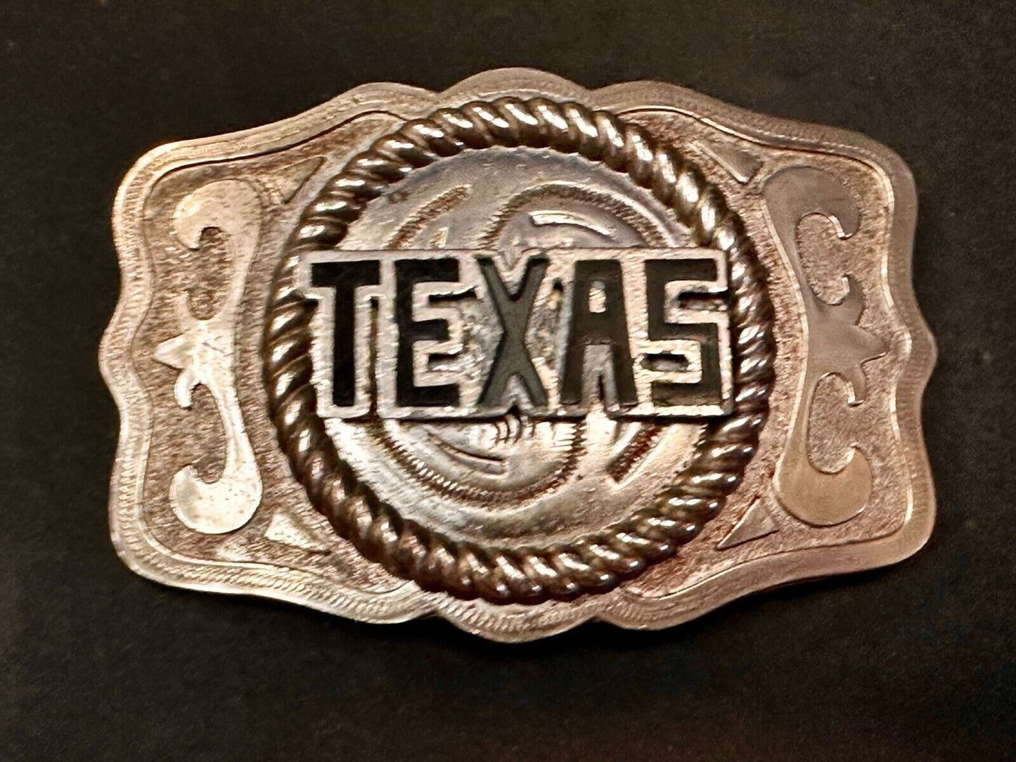 Texas State - Large Centerpiece Ornate Silver Tone Vintage Belt Buckle