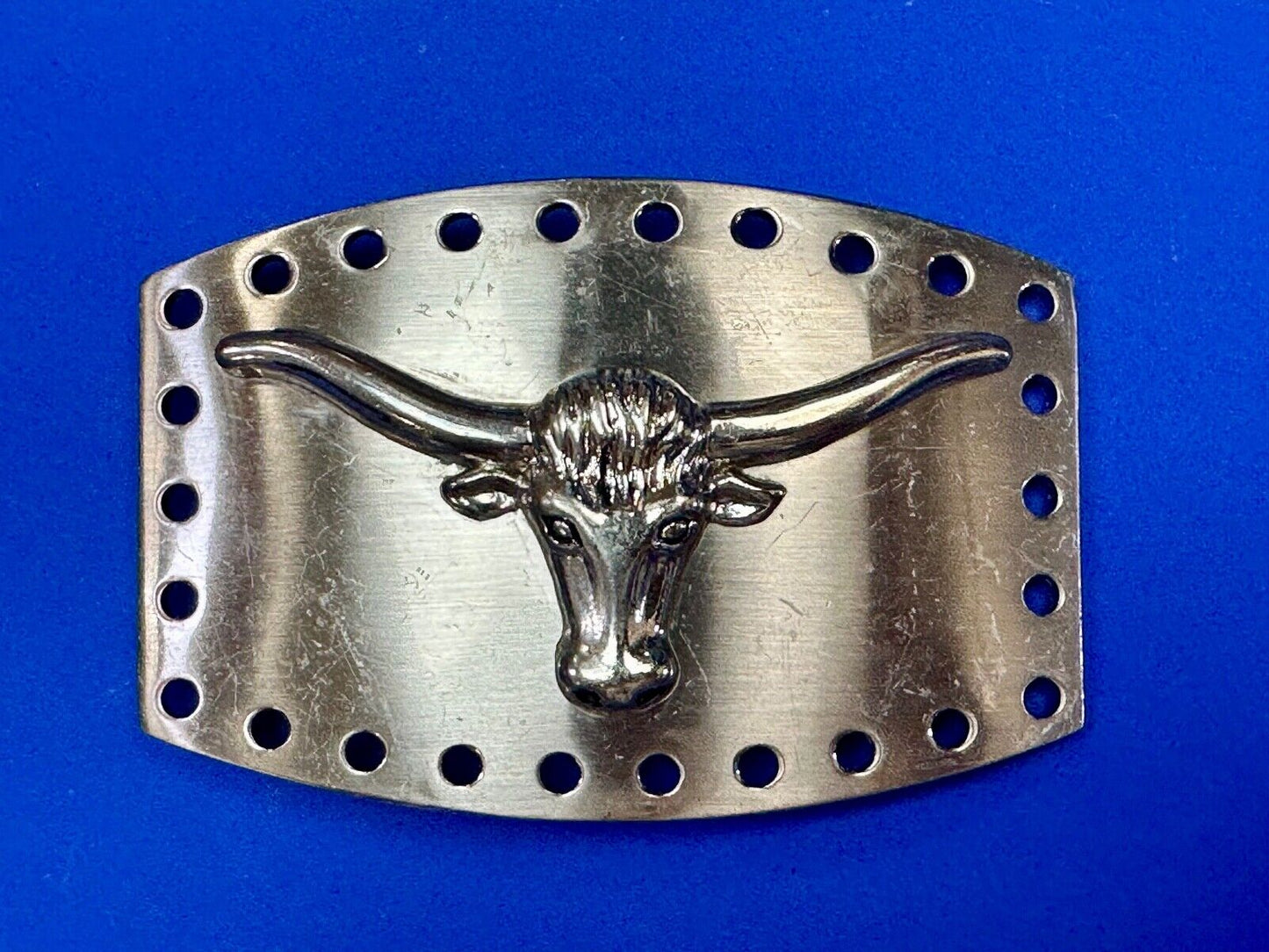 vintage Heavy large LONGHORN - Distinct hole boarder belt buckle