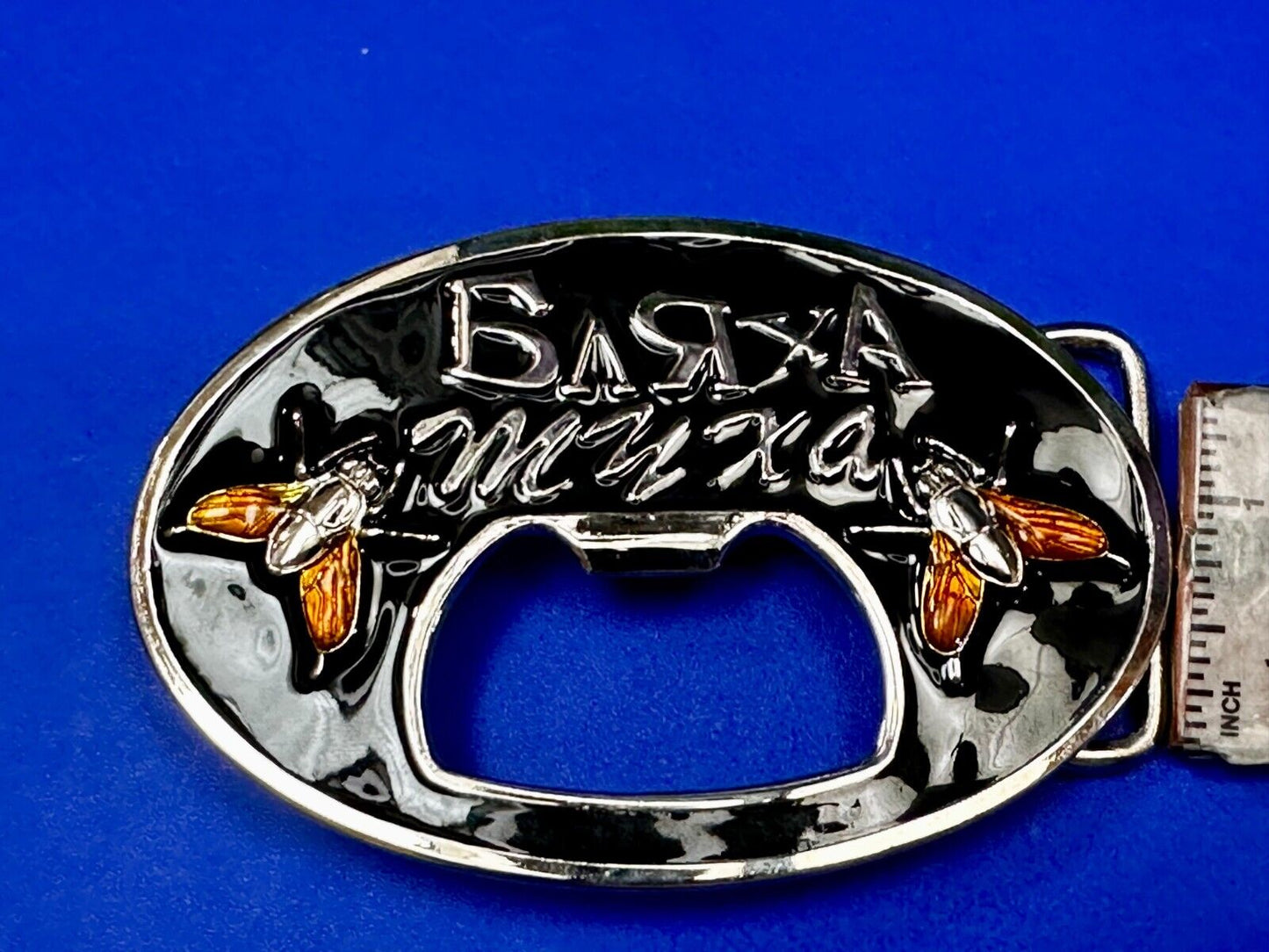 Barxa Muxa with Flying Bee Hornet Design Belt Buckle with Bottle Opener