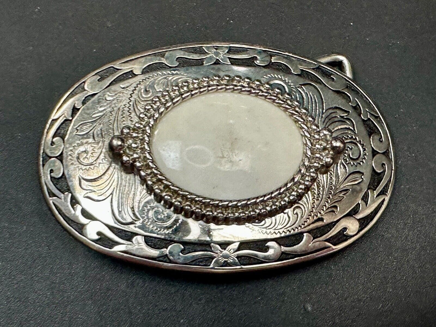 30 by 40mm SCOLECITE Cabochon Cab Stone Centerpiece on Western Belt Buckle