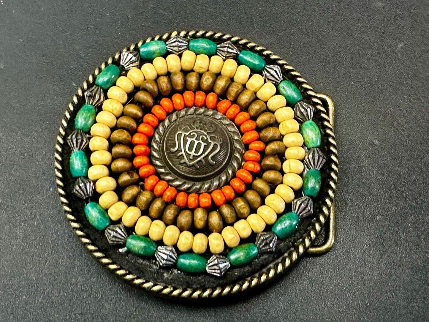 Beaded Tribal Multicolor Bead Boho Hippie Theme Belt Buckle