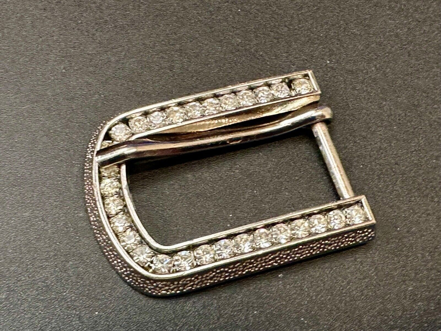 2" wide silver tone Rhinestone accented replacement belt buckle