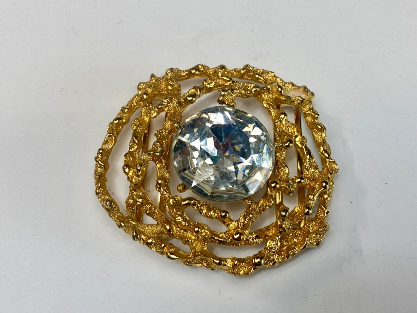 Beautiful retro gold tone see through abstract -Faux stone, belt slide or buckle