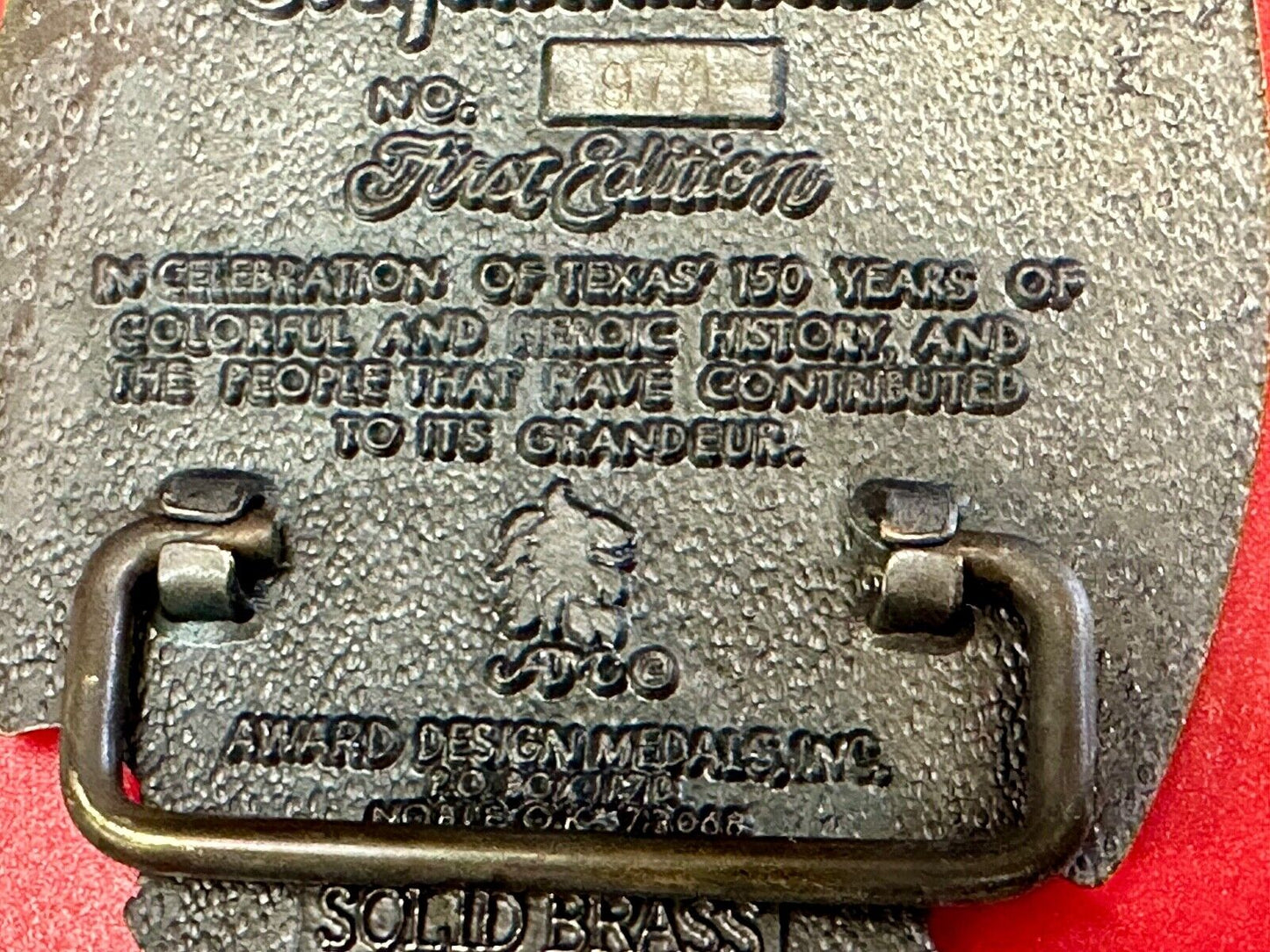 Texas Sesquicentennial 1836-1986 Solid Brass 1st Edition ADM Belt Buckle