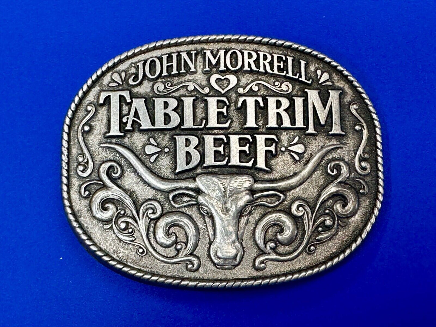 Table Trim beef - John Morrell vintage meat supplier store belt buckle