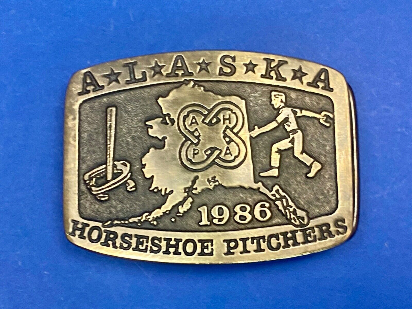 Vintage 86 Alaska Horseshoe Pitchers Belt Buckle Limited Ak Frontier Treasures