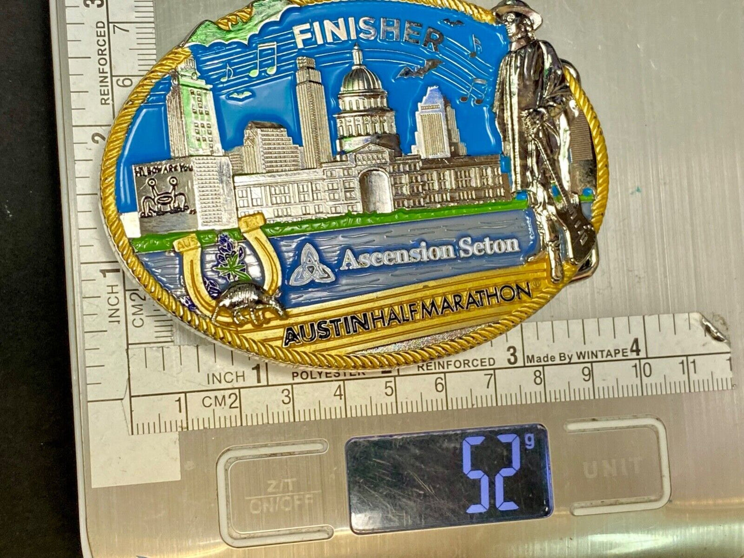 Ascension Section Austin Half Marathon & 5K Race Finisher Belt Buckle