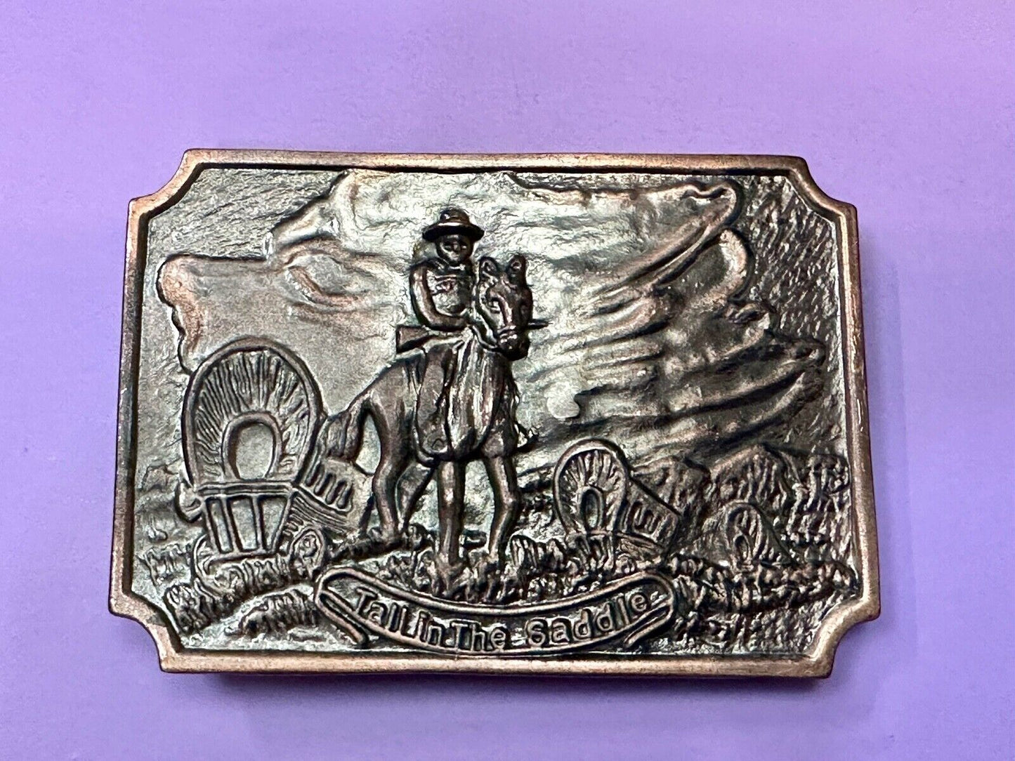 Tall in the Saddle Art Western Horse and Cowboy way of life! Vintage belt buckle