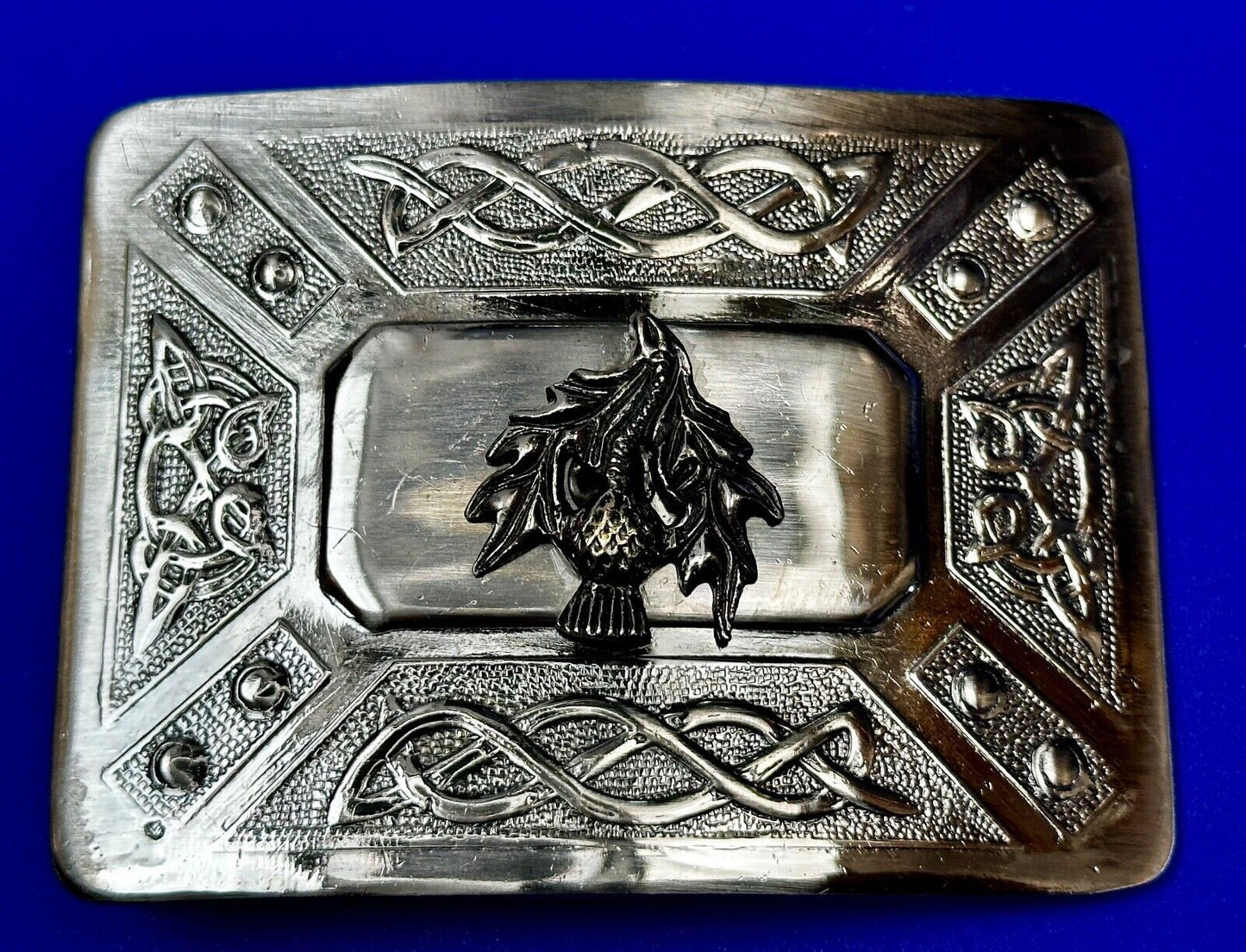 Bird? Eagle? Native American? Unknown Two Tone Rectangular Vintage Belt Buckle