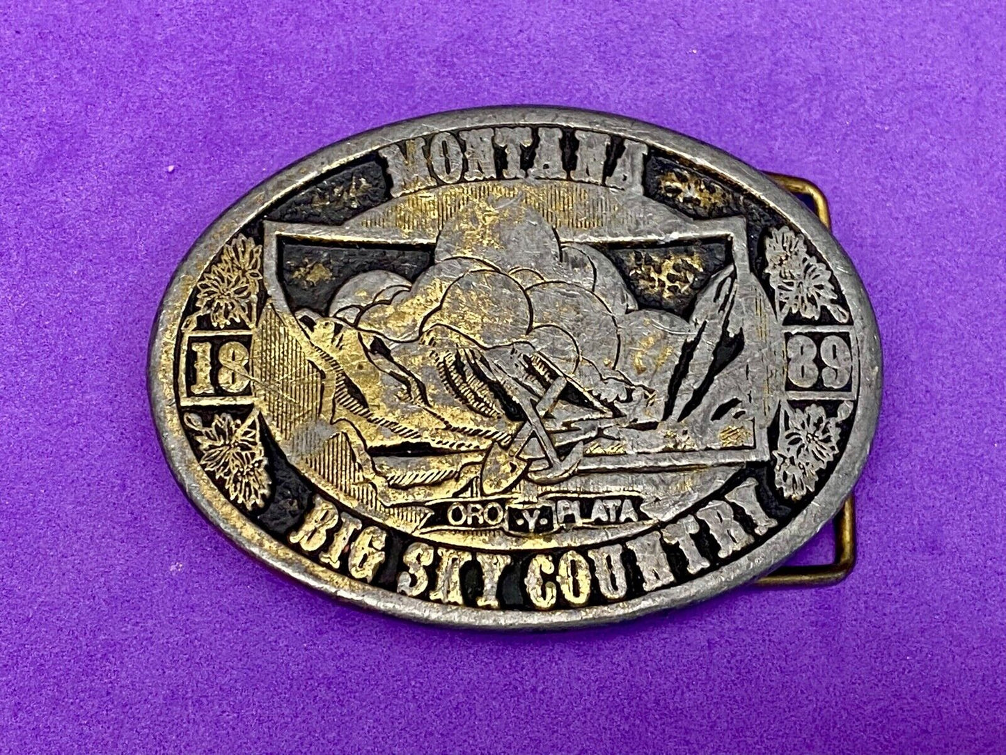 Vintage 1989 Montana - Big Sky Country Belt Buckle By Cdc Metalworks