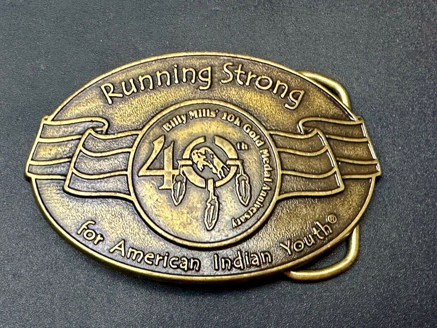 40 years! Native American Indian Youth Running Strong belt buckle