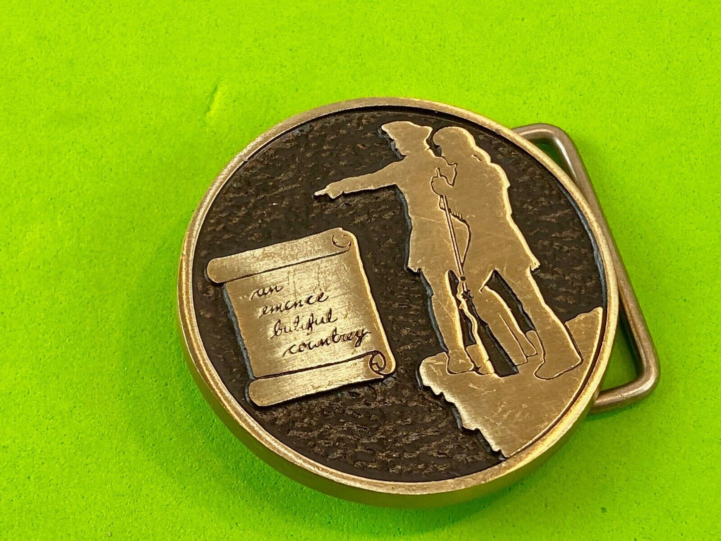 Beautiful Country Belt Buckle by Double Cabin Trading Co Victor MT SUPER RARE!