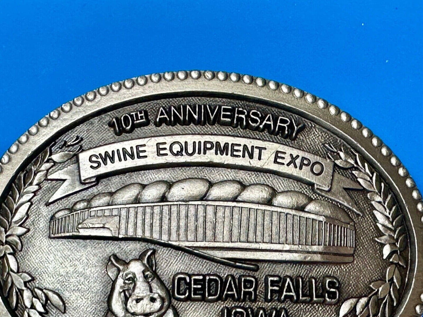 Swine Equipment Expo 10th Anniversary Cedar Falls IA 1992 Vintage Belt Buckle
