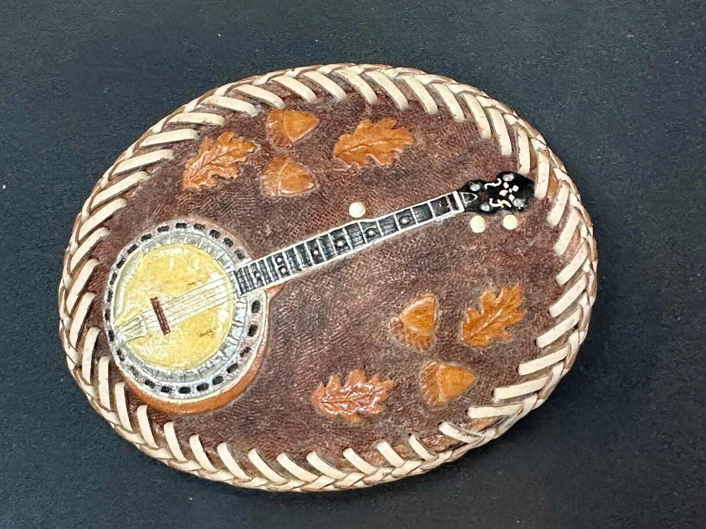 Banjo Country Music Bluegrass Pickers Gorgeous Snake Skin Vintage Belt Buckle