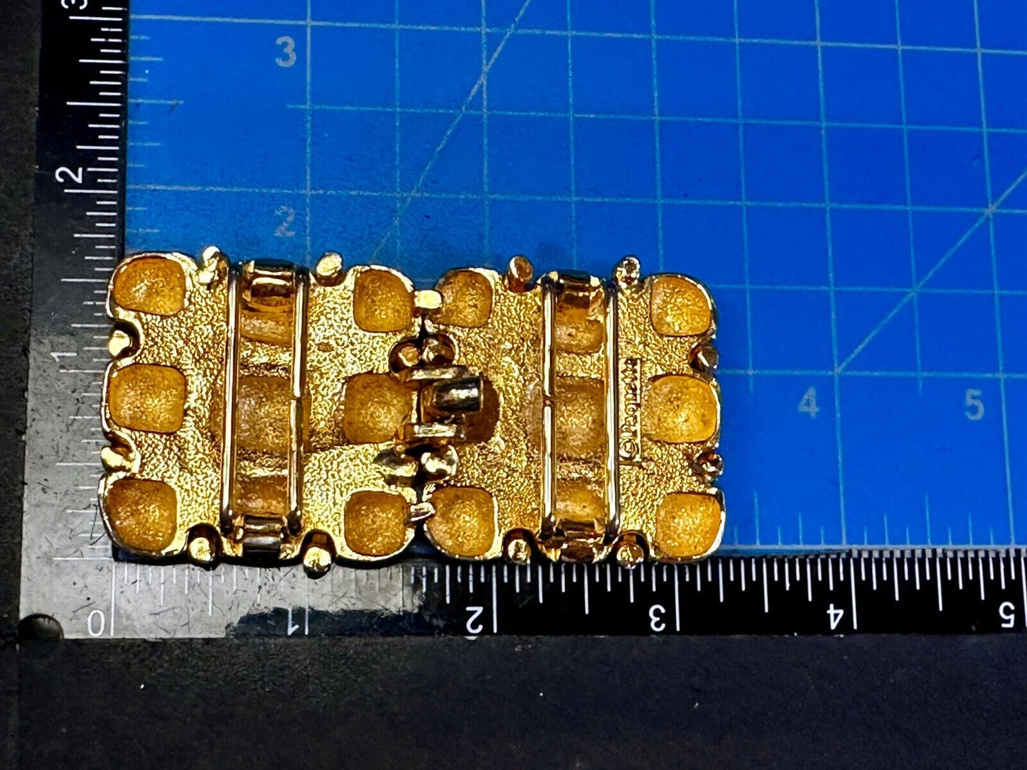Tic Tax Toe Square Two Piece Interlocking Gold Tone Vintage Paquette Belt Buckle