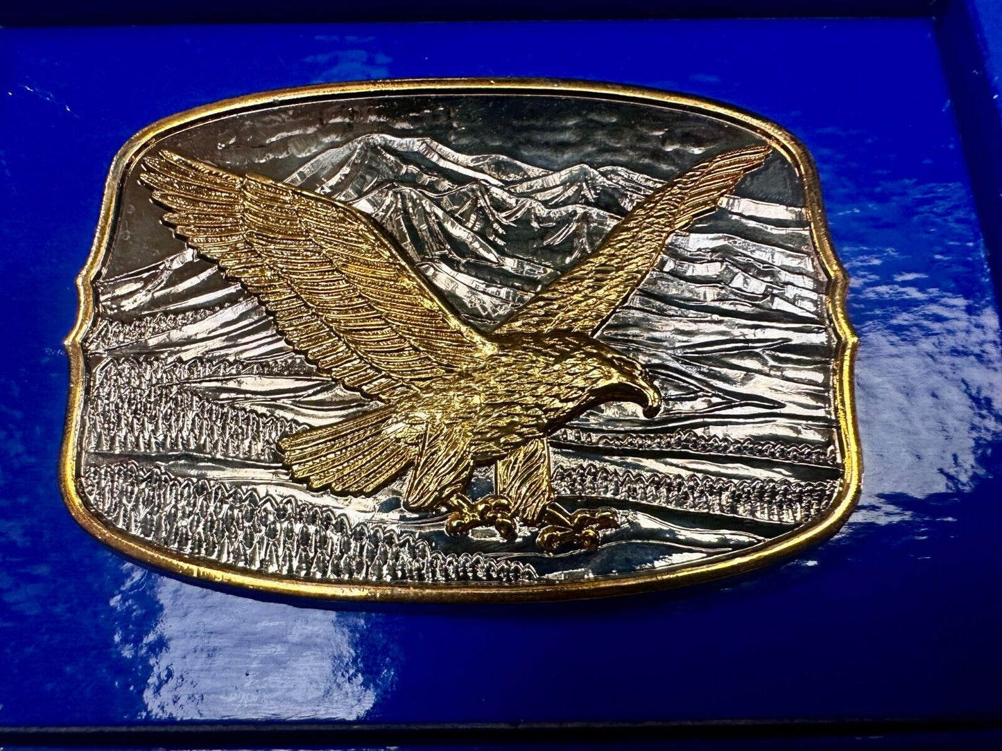 American Eagle commemorative 24K gold & silver plated belt buckle w/ COA