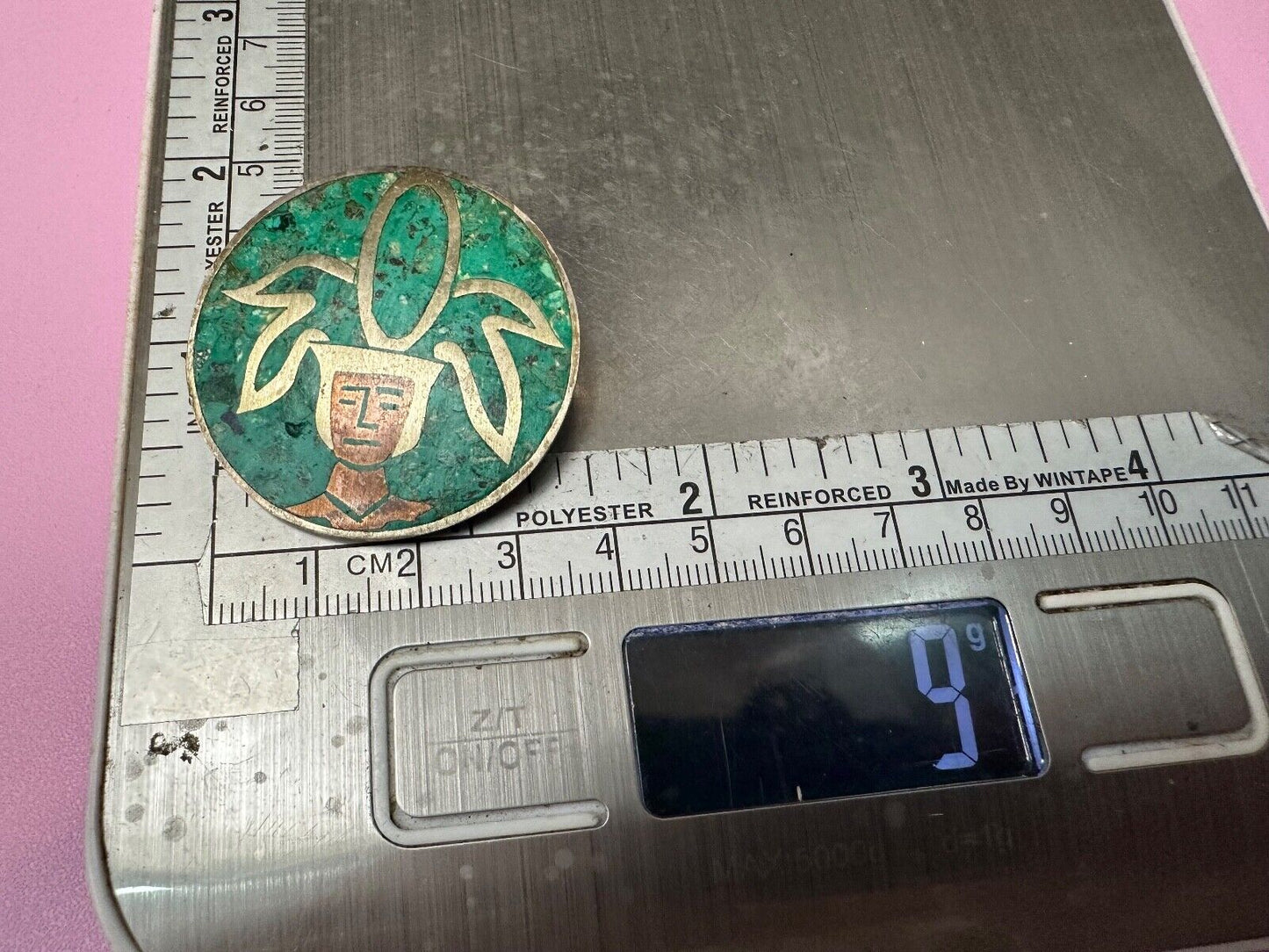 Beautiful Inlaid Person Figure Face sterling silver brooch - CPR Mexico 925