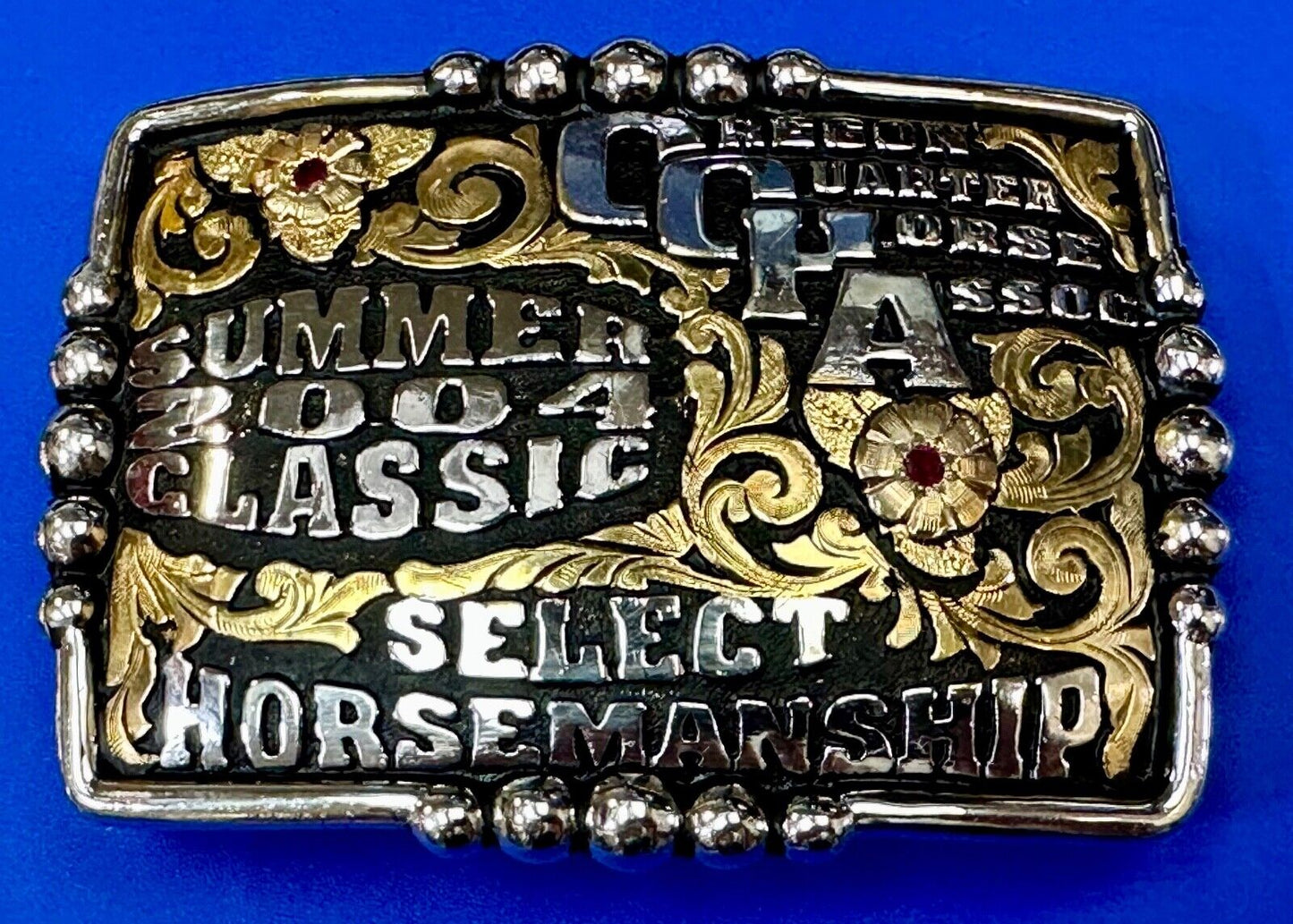 2004 Classic Select horsemanship CQHA Trophy belt buckle by Bob Berg