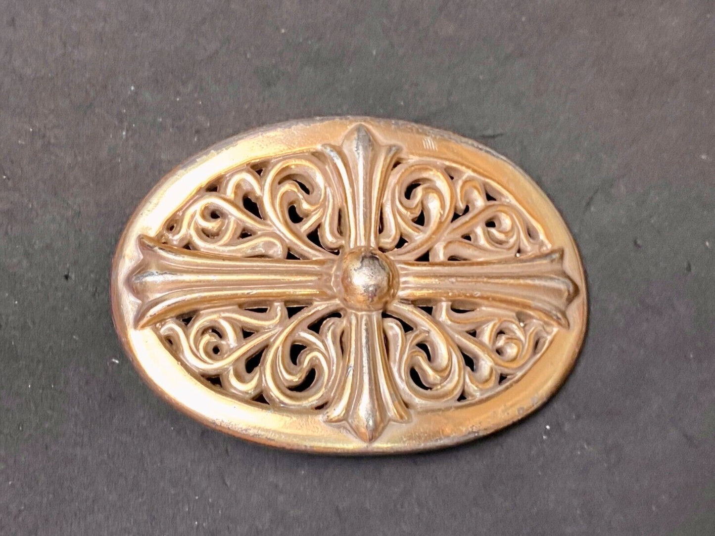 Beautiful Ornate Gold Color Western See Through Oval Belt Buckle