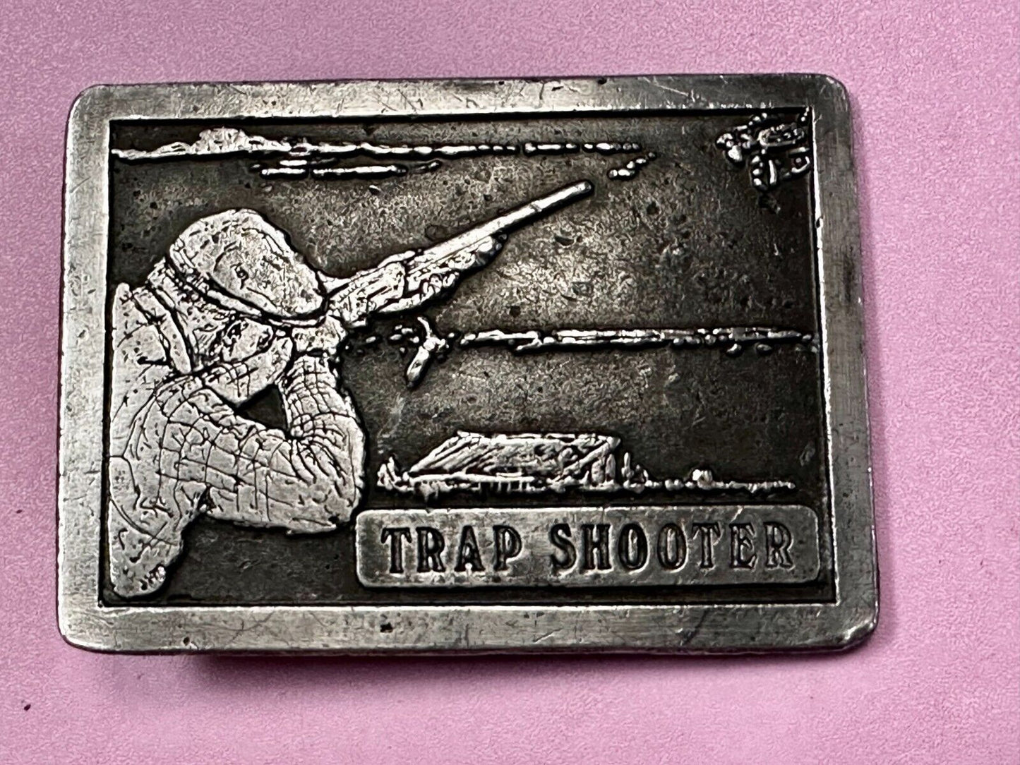Trap Shooter Shooting Positions Gun Rifle Sports Vintage 1976 Belt Buckle by NS