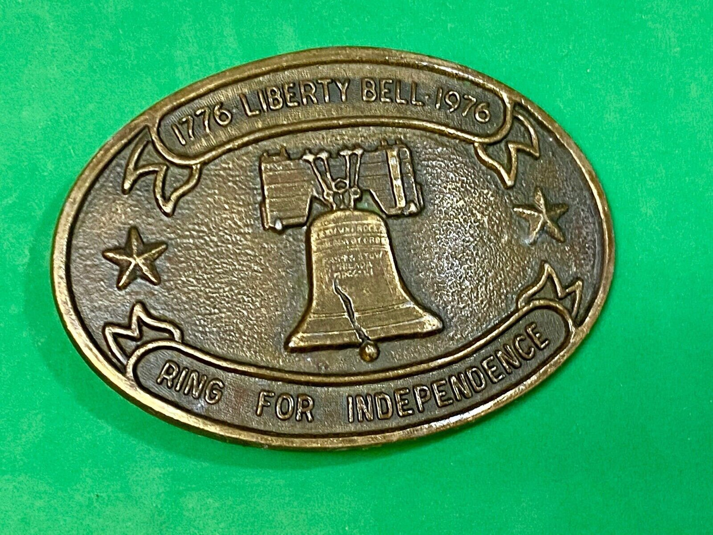 Bicentennial 1776-1976 Liberty Bell, Ring for Independence Oval Belt Buckle