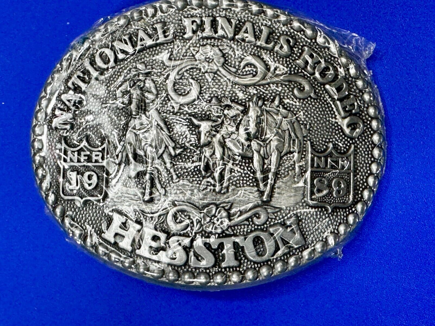 1989 Hesston National Finals Rodeo NFR Cowboys NOS Adult Size Belt Buckle
