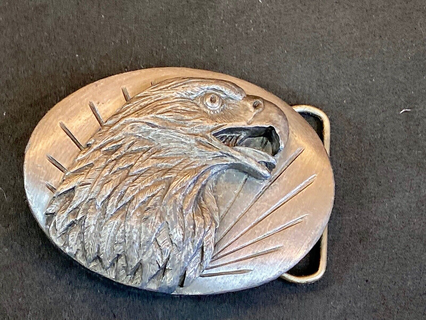 Vintage 1987 Western Eagle Flying High Hunting Wings Wide Belt Buckle Siskiyou