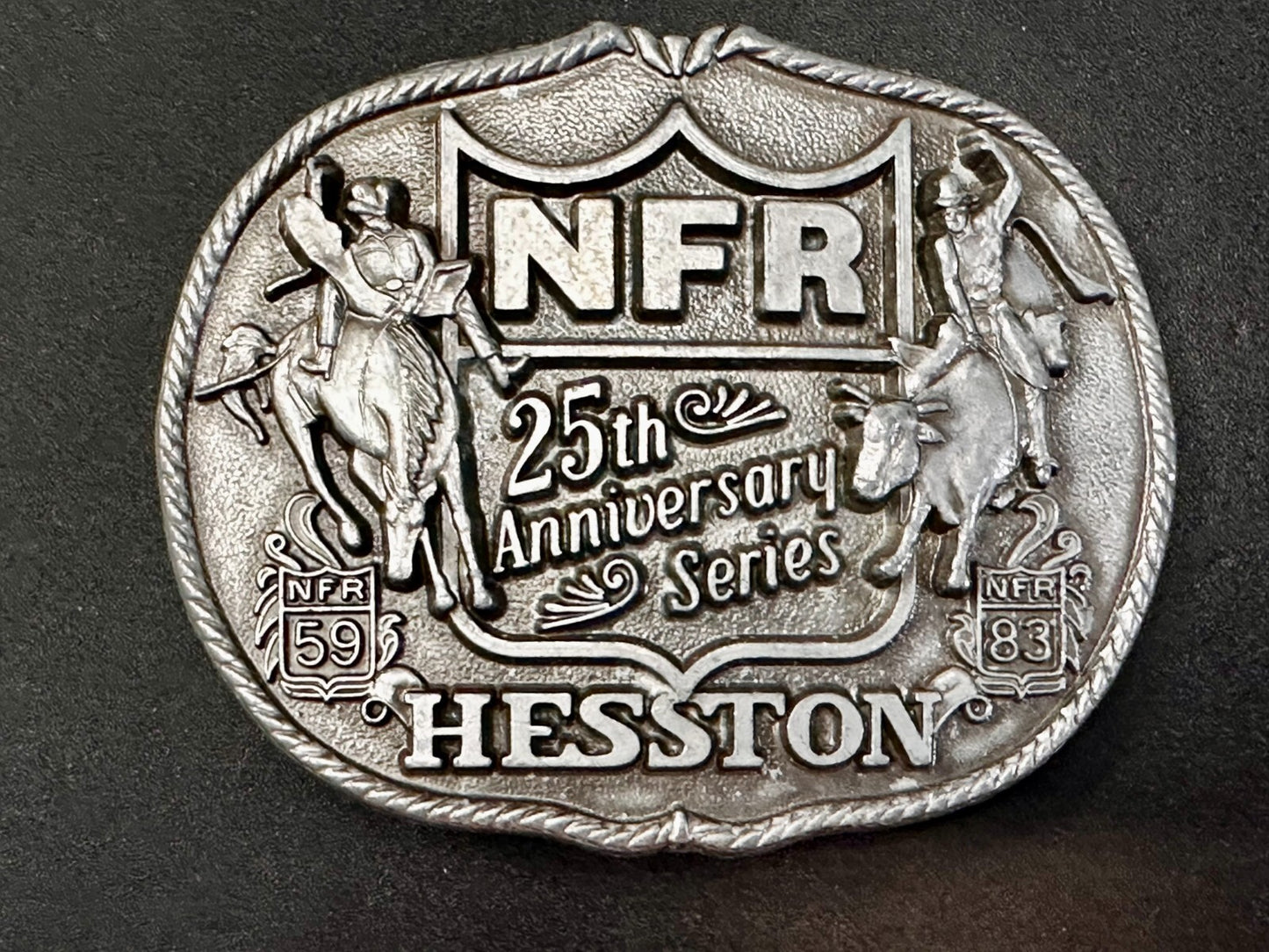 1983 Hesston NFR National Finals Rodeo Cowboys 25th aniversary Belt Buckle