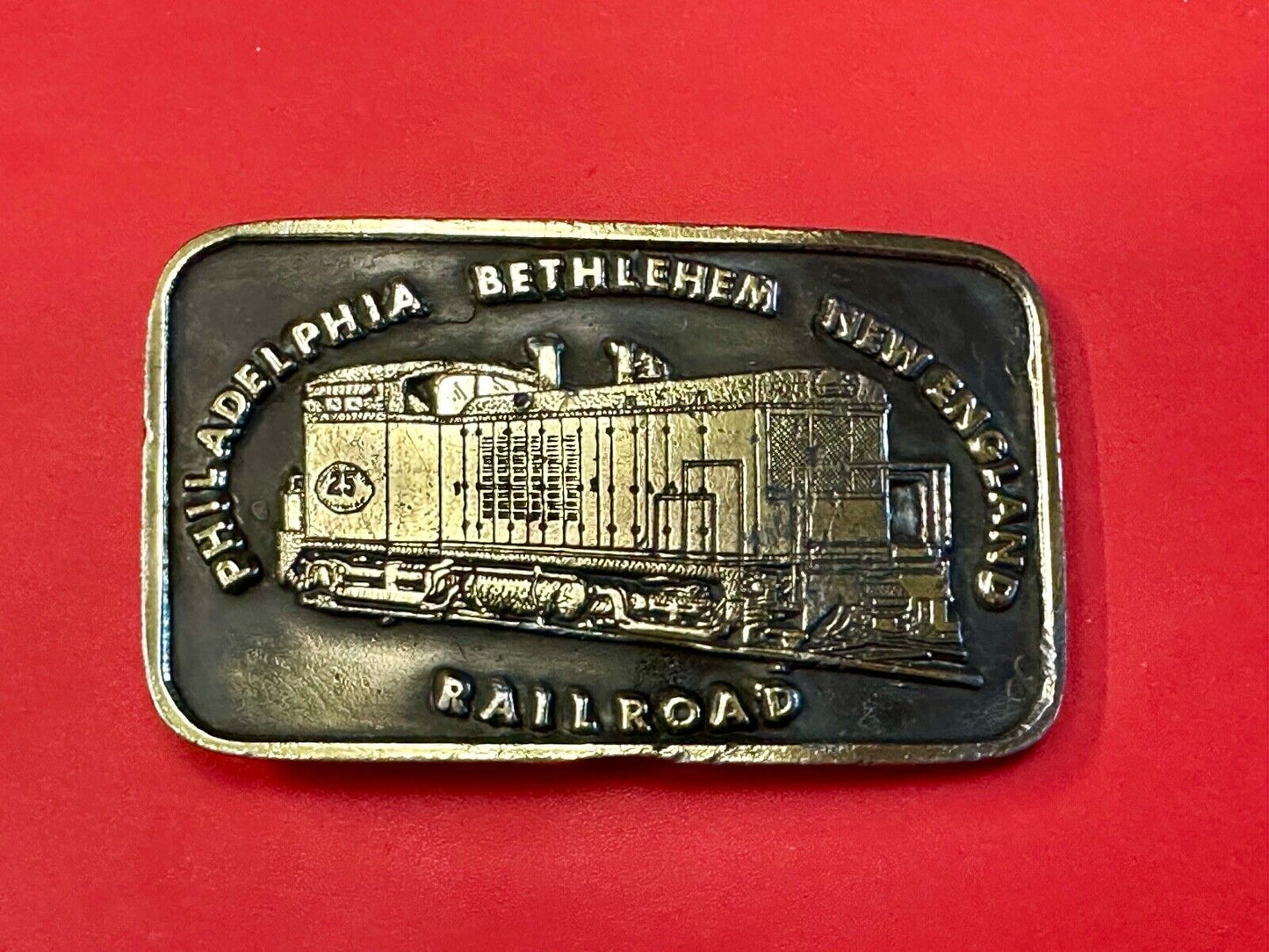 Train Engine 25 Philadelphia Bethlehem New England RR Tiffany Studio Belt Buckle