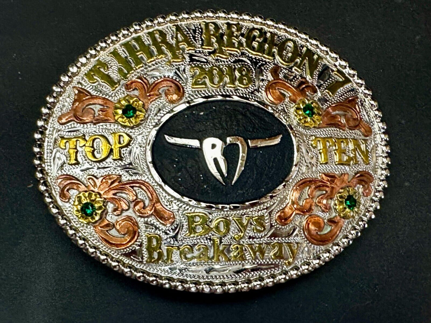 TJHRA Region 7 Top Ten Boys Breakaway Rodeo Tres Rios Trophy Belt Buckle