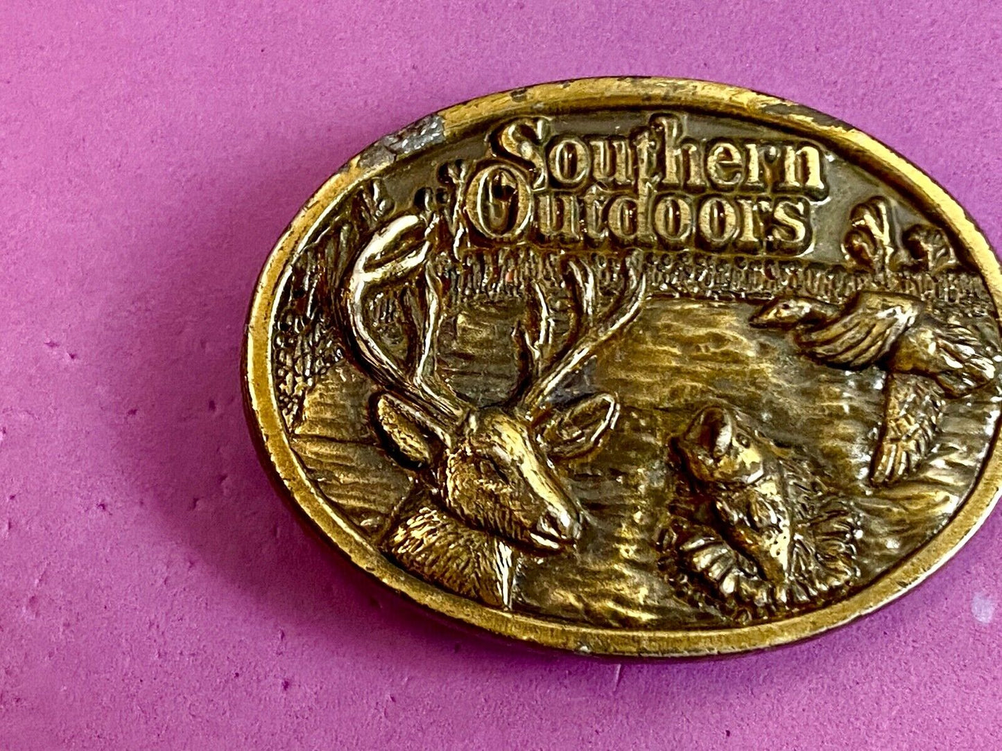 Vintage 1980's Southern Outdoor Magazine LIMITED Belt Buckle - Made in USA
