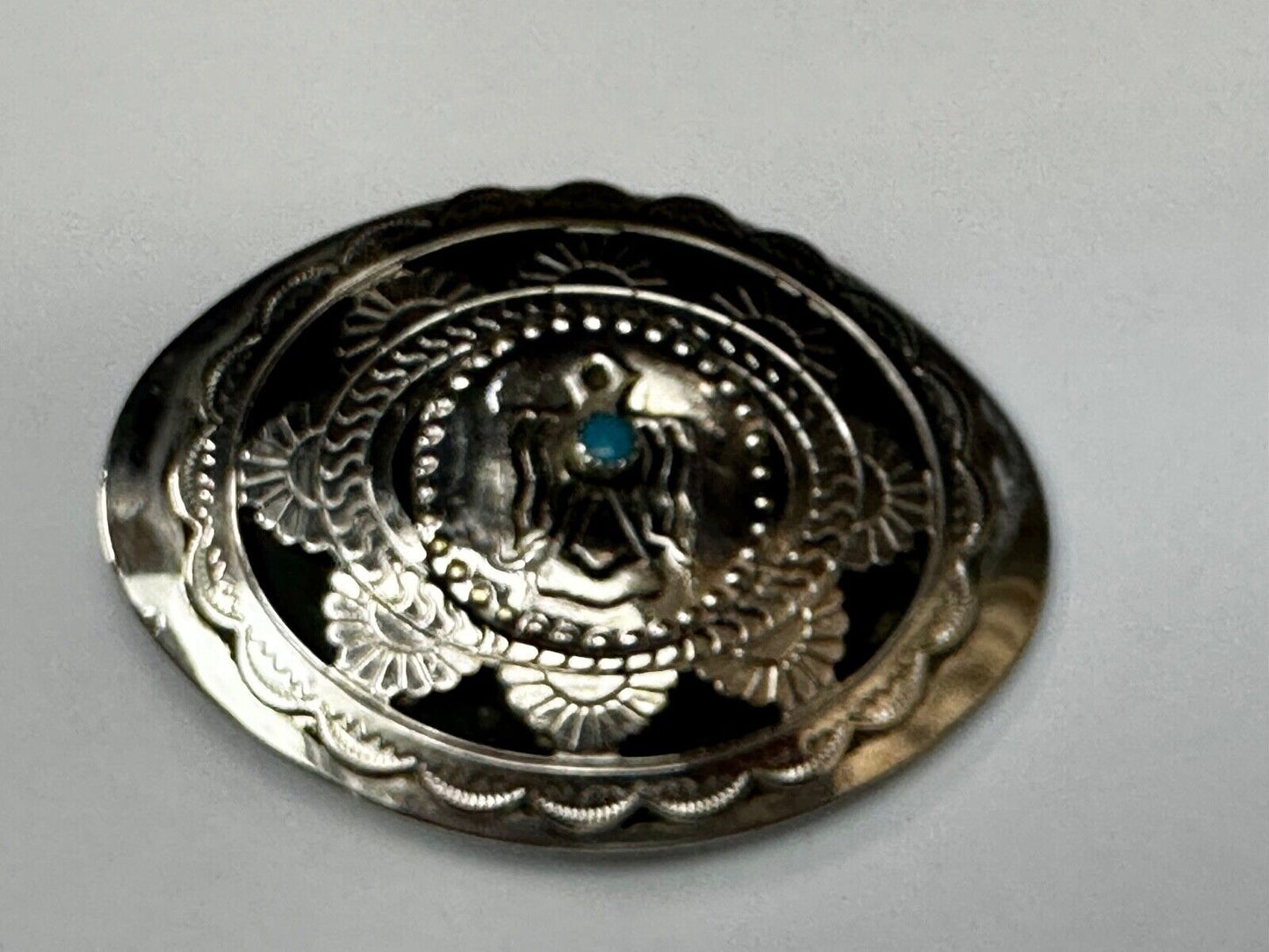 THUNDERBIRD Zuni Native American Artist Belt Buckle BC Makers Mark B Cayaditto