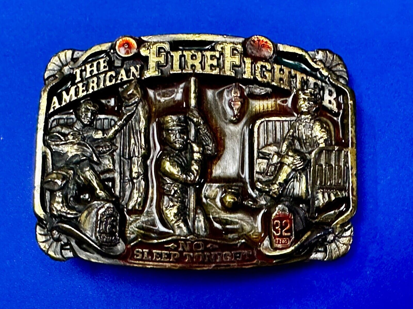 1986 The American Fire Fighter - No Sleep Tonight Vintage Belt Buckle