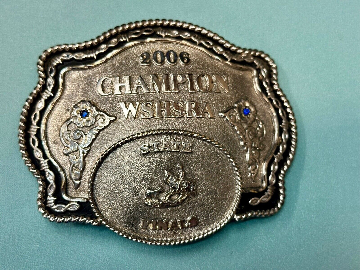 2006 CHAMPION WSHSRA State Finals Trophy belt buckle by Lone Star Silversmiths