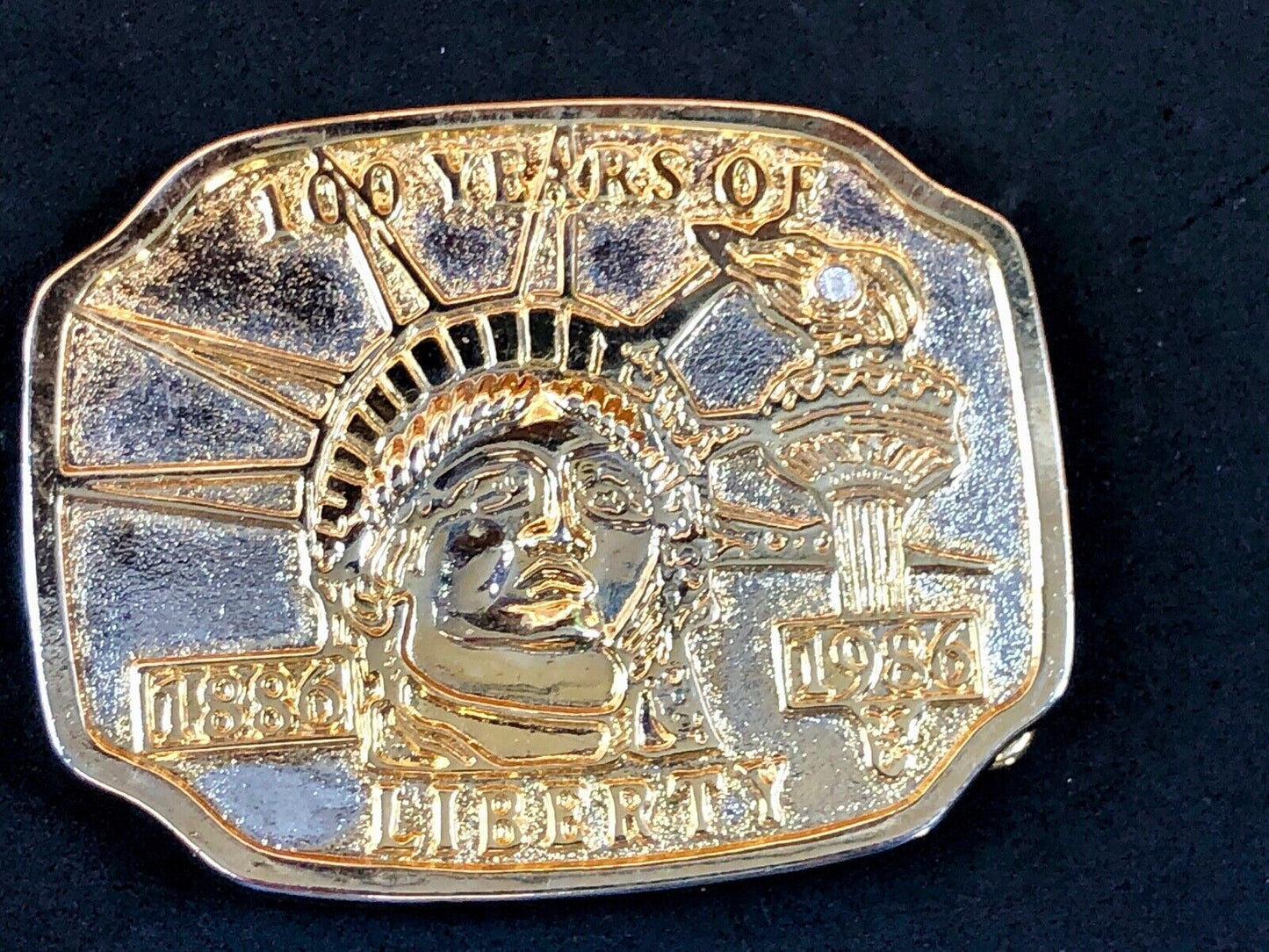 Vintage 1986 Golden Statue of Liberty New York NYC Belt Buckle 100 Years