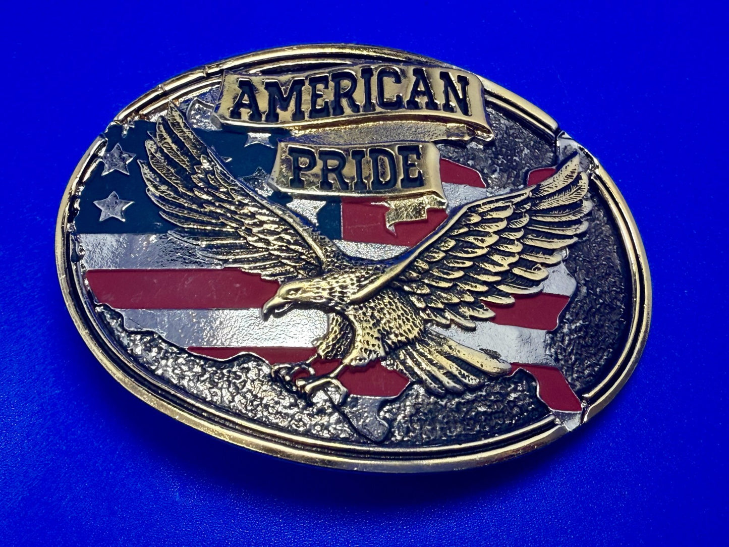 American Pride - Patriotic USA United States Flag and Eagle Western Belt Buckle