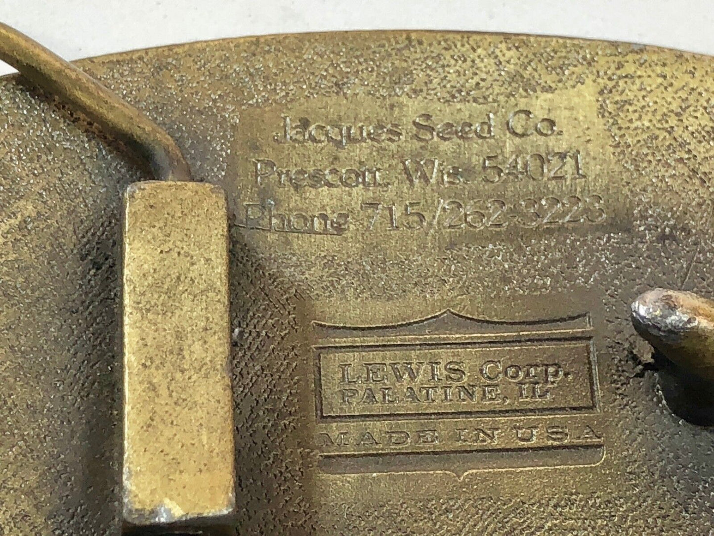 1970’s Jacques Seeds belt buckle farmers feed the world. Limited ED. Lewis