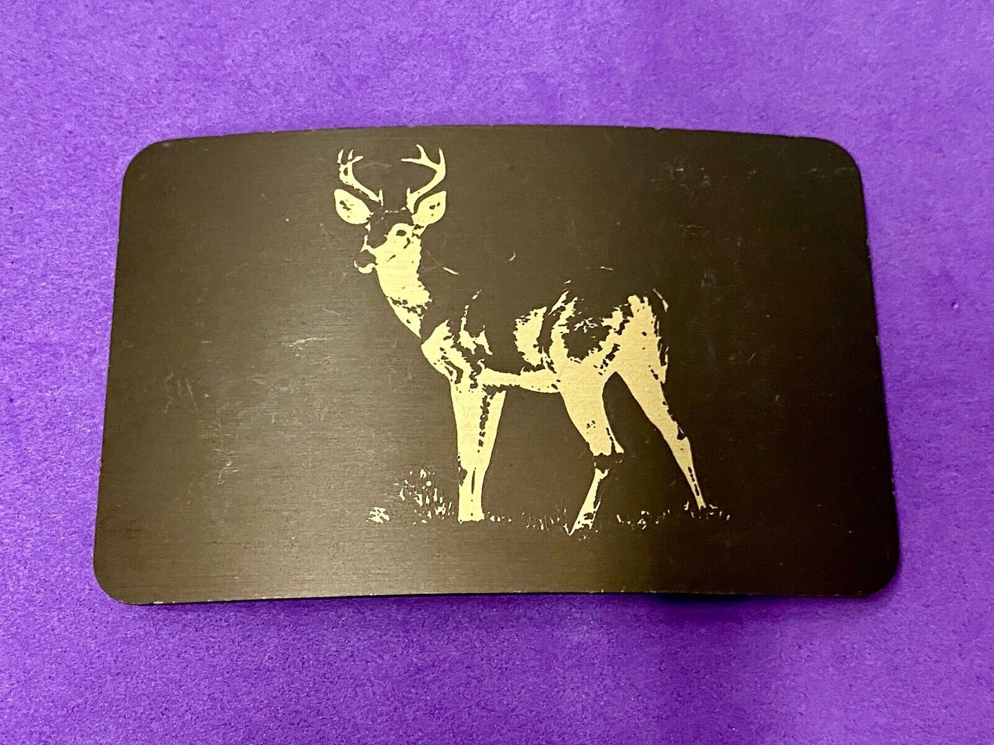 Vintage Artisan Artist drawing of deer buckle belt buckle