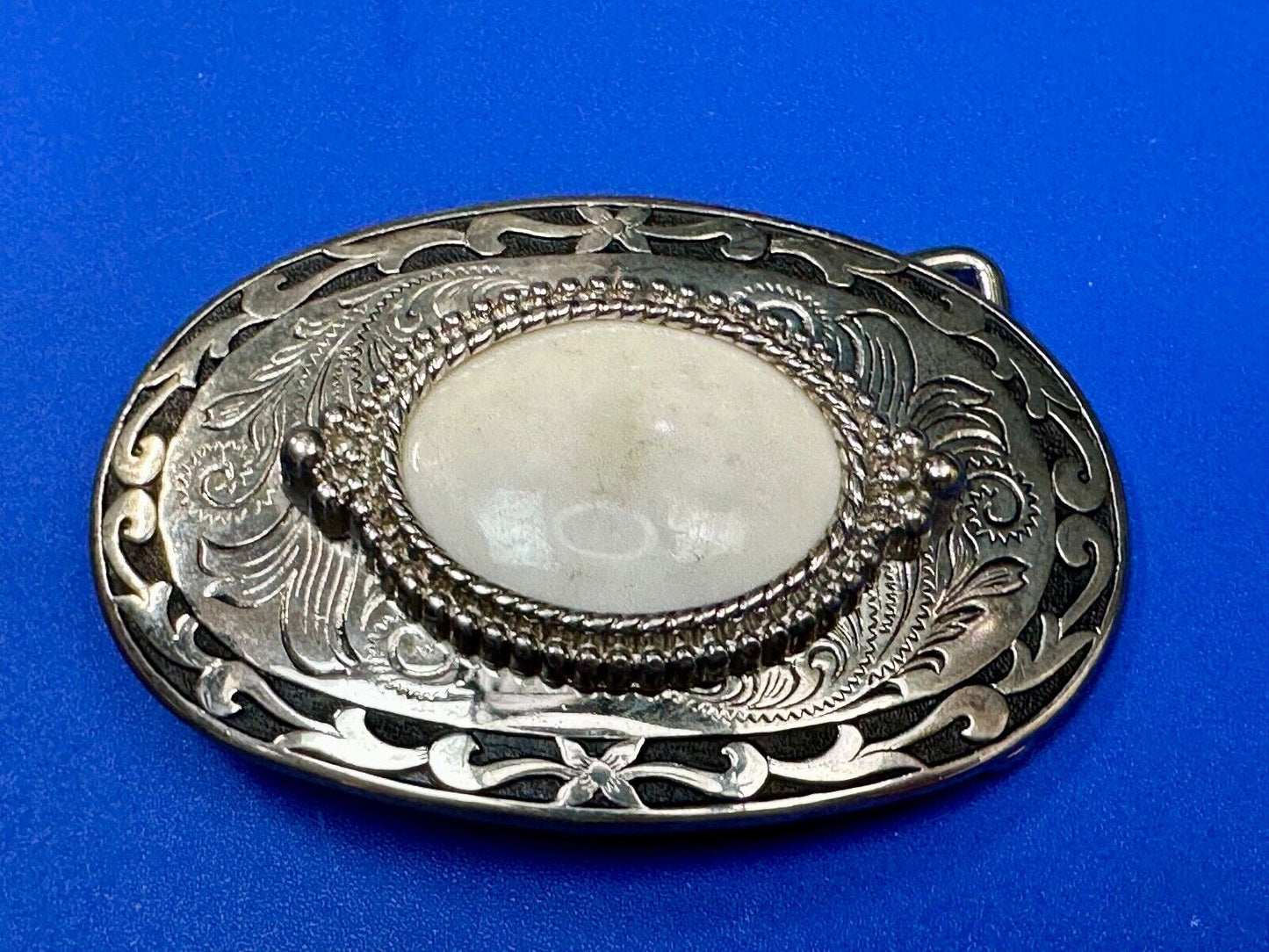 30 by 40mm SCOLECITE Cabochon Cab Stone Centerpiece on Western Belt Buckle
