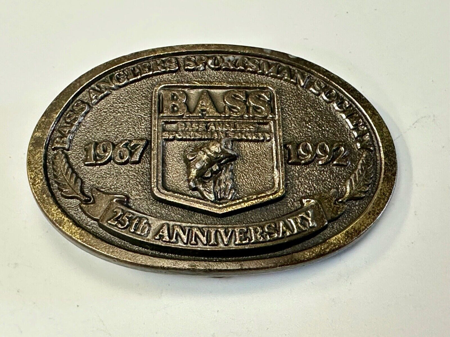 BASS 25th Anniversary Belt Buckle Bass Anglers Sportsman Society 1967 1992