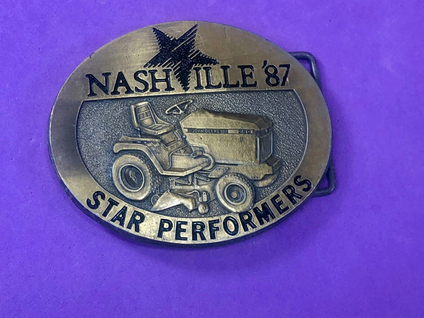 Vintage 1987 NASHVILLE John Deere Lawn Tractors Star Performers Belt Buckle