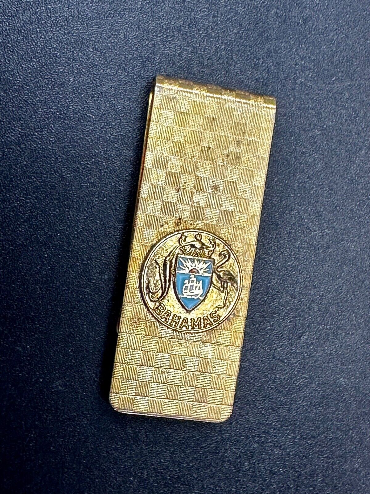 Bahamas Shield Crest Seal Logo Vintage Gold Tone Money Clip