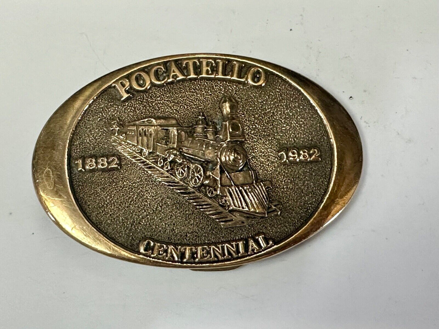 1982 Pocatello Idaho Train Centennial Solid Bronze Western Heritage Belt Buckle