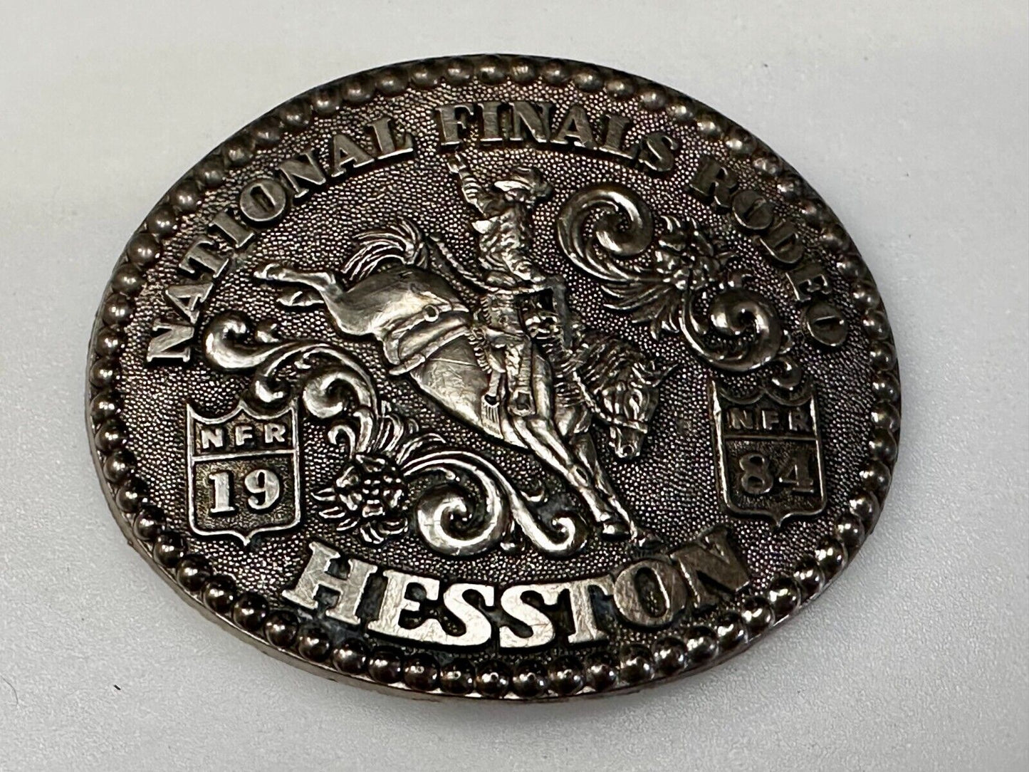 1984 Hesston NFR National Finals Rodeo Cowboys Western Commemorative Belt Buckle